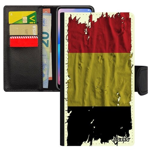 фото Чехол-книжка на мобильный mi 8 lite, "флаг бельгии на ткани" государственный патриот utaupia