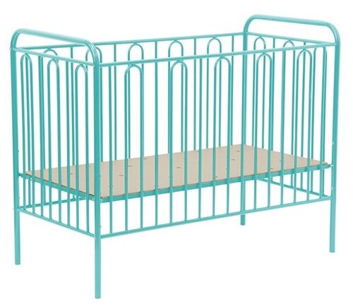 Кроватка Polini Vintage 110 металлическая, бирюзовый