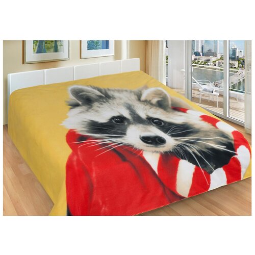 фото Плед guten morgen крошка енот, 150 x 200 см, красный/желтый/белый