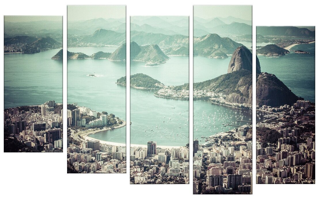 Картина модульная Картиномания "Вид на Рио-де-Жанейро с горы Корковадо" размер 140х90 см