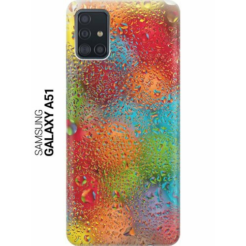 ультратонкий силиконовый чехол накладка для samsung galaxy m31 с принтом капли и разноцветные шары Ультратонкий силиконовый чехол-накладка для Samsung Galaxy A51 с принтом Капли и разноцветные шары