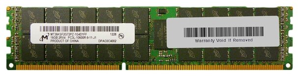 Серверная оперативная память DIMM DDR3L 16384Mb, 1333Mhz, Micron ECC REG CL9 1.35V (MT36KSF2G72PZ-1G4D1FF)