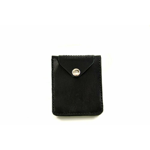 Бумажник , натуральная кожа, гладкая фактура, на кнопках, отделения для карт и монет, потайной карман, черный
