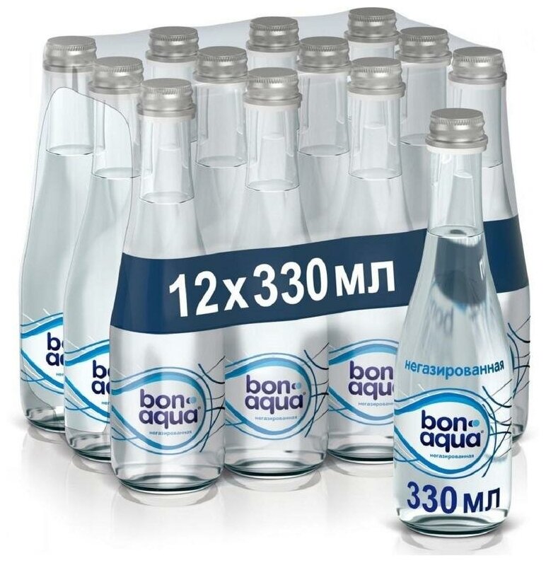 Вода питьевая Bon Aqua / Бонаква негазированная стекло (0,33л*12шт)