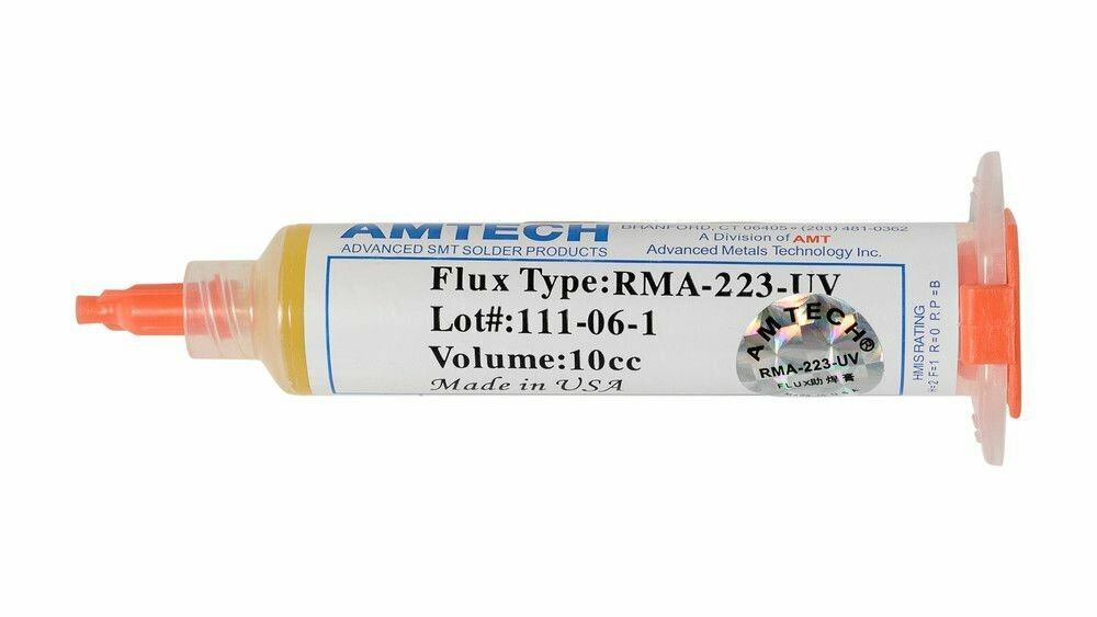 Флюс гель AMTECH Flux RMA-223-UV 10гр универсальный безотмывочный для пайки микросхем и компонентов