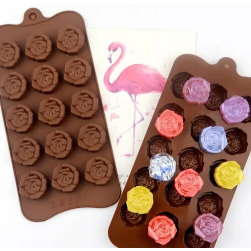 Форма для конфет Роза фигурная силикон для СВЧдуховки коричневая 280₽