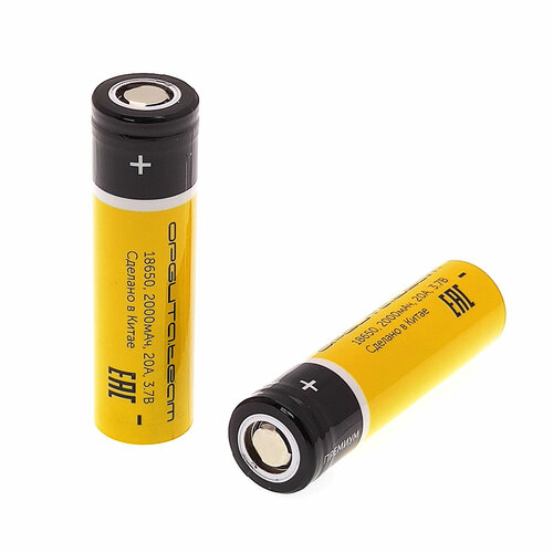 Аккумулятор 18650 (20А, 2000mA, 3.7В) перезаряжаемая батарейка 1шт