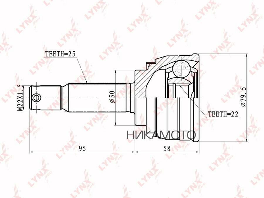 LYNXAUTO CO-3603 ШРУС наружный HYUNDAI Accent 1.3-1.5 94-00/Pony 1.3-1.5 >95