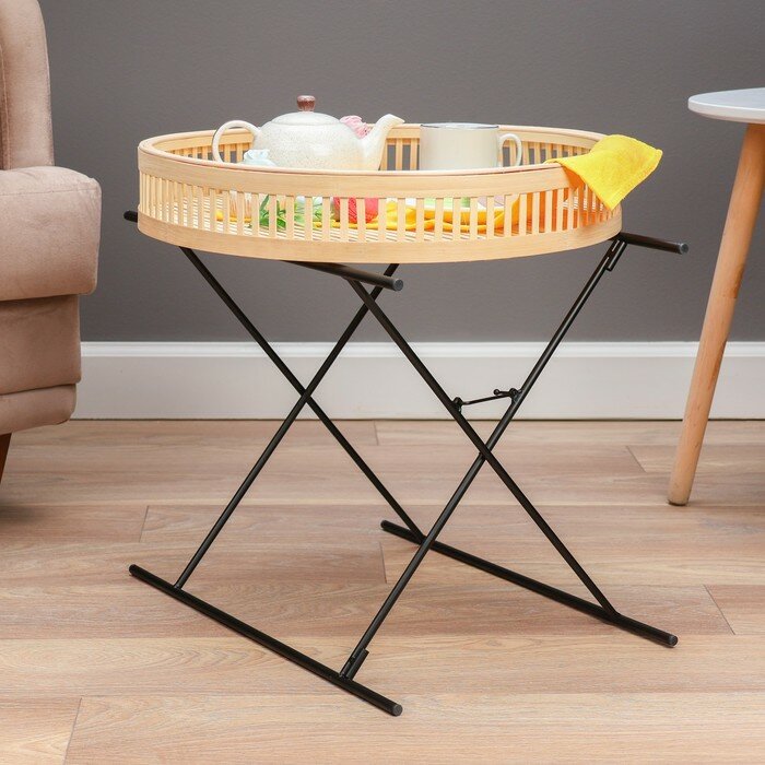 фото Кофейный столик плетеный "Онис" YS-011, 48х49см