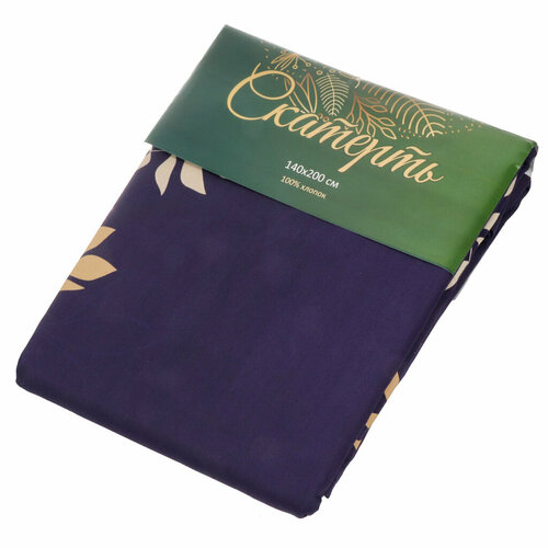 Скатерть 200х140 см 100хл Silver and Gold темно-сине-золотая 2657₽