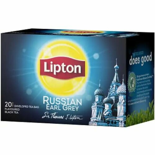 Чай черный Lipton Russian Earl Grey с бергамотом 20 пакетиков, 40 г (из Финляндии)