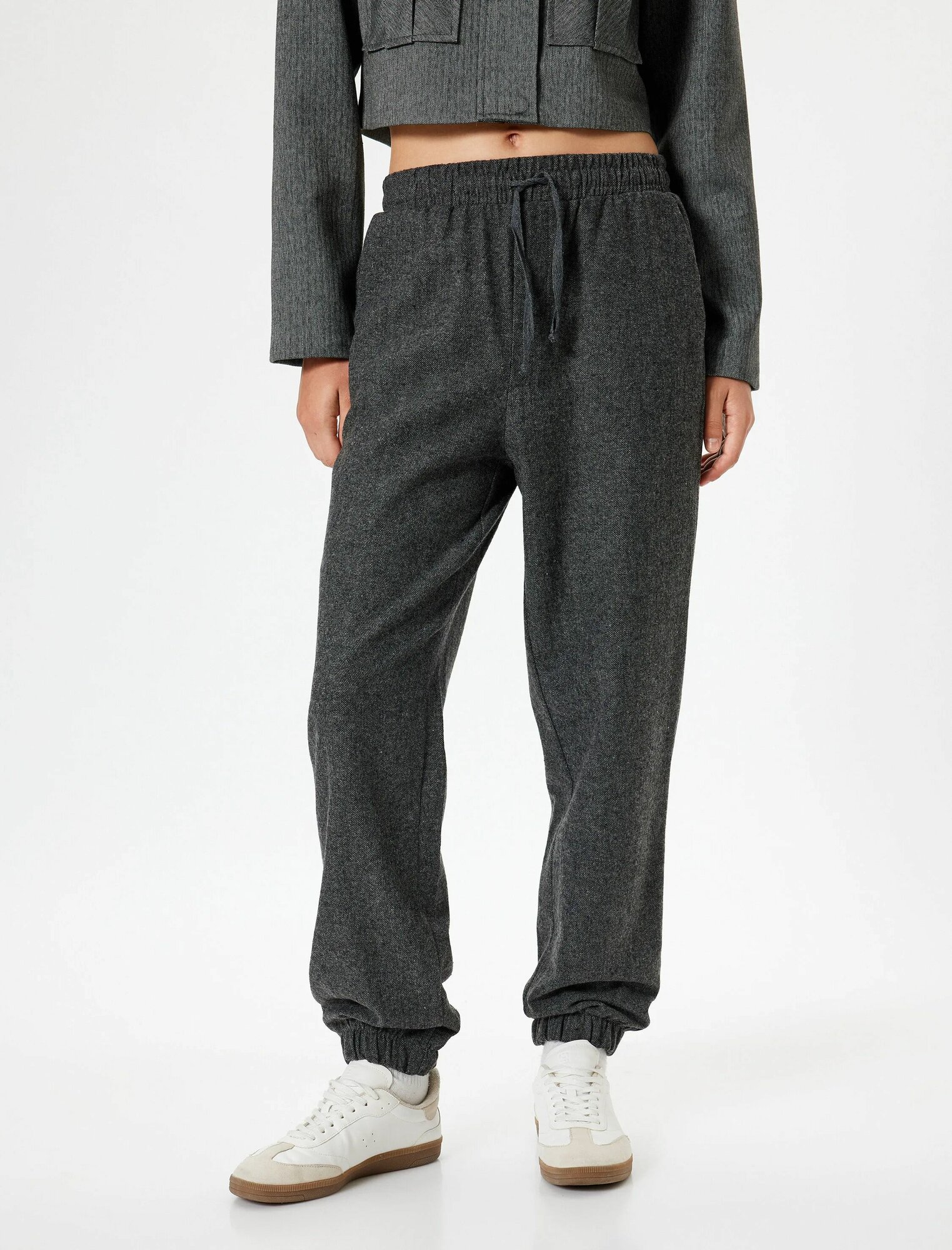 Брюки джоггеры KOTON Осень-зима 2024, размер 36, темно-серый — фото 1