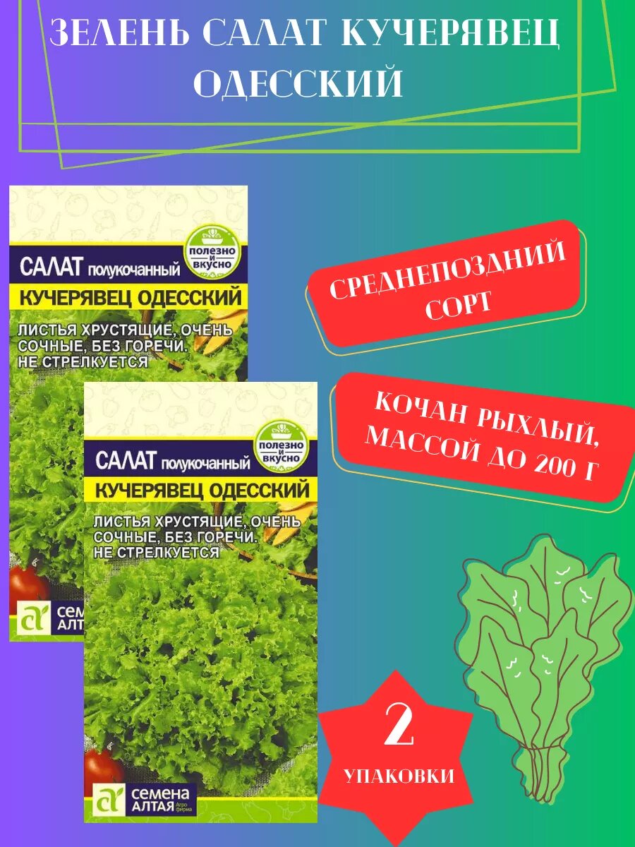 Семена Зелень Салат Кучерявец Одесский 2 уп