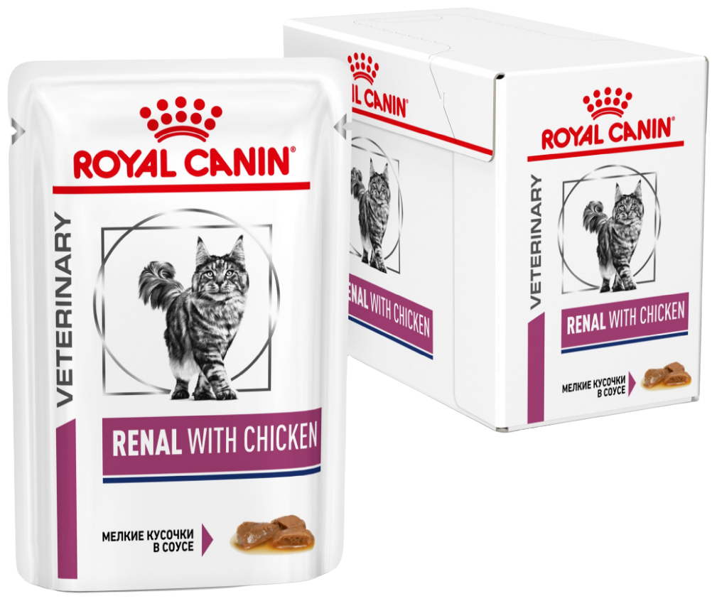 Влажный корм Royal Canin RENAL WITH CHICKEN для кошек, при почечной недостаточности, со вкусом курицы, 85 г. х 12 шт.