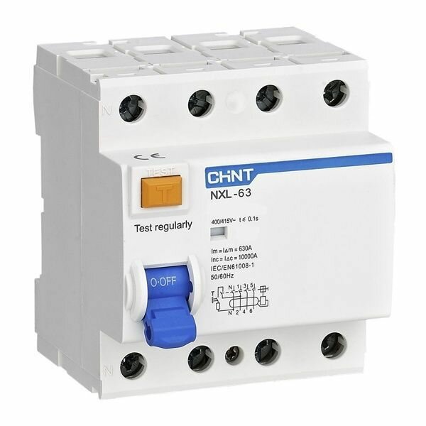 Устройства защитного отключения УЗО CHINT NXL-63 6kA 3P+N 16A 30mA тип АС (R) 280788