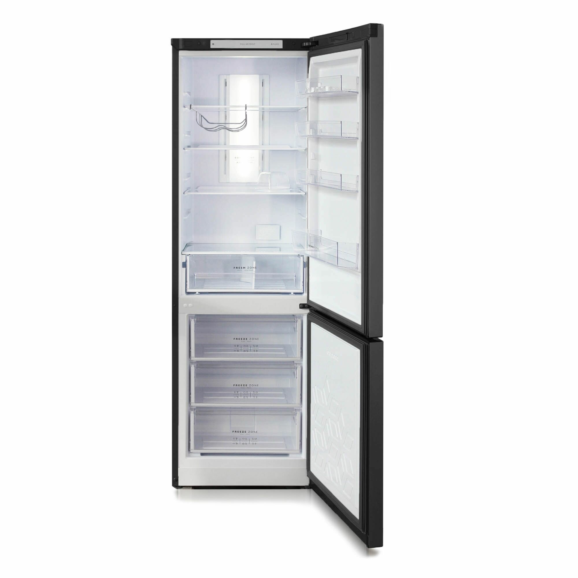Холодильник двухкамерный No Frost Бирюса В960NF, 340л, высотой 1,9м, дисплей, черная нержавеющая сталь — фото 1