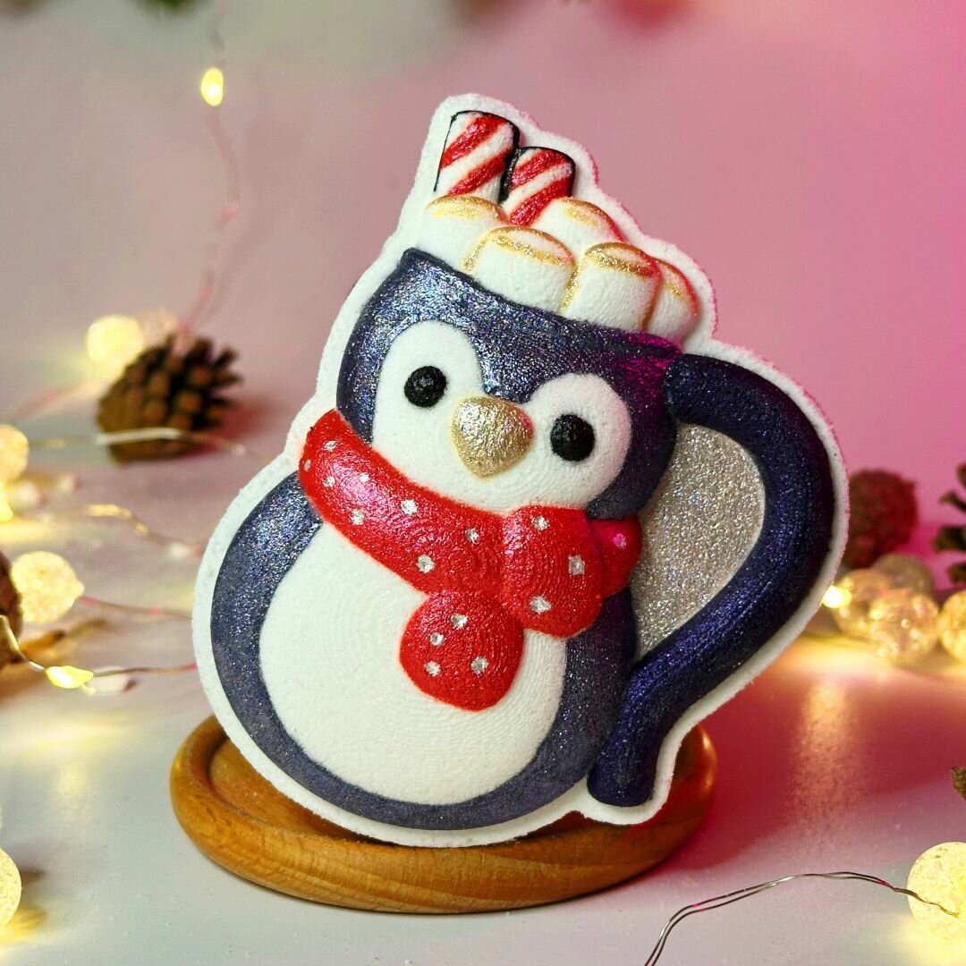 Новогодняя 3D форма для бомбочек Кружка-Пингвин — фото 1