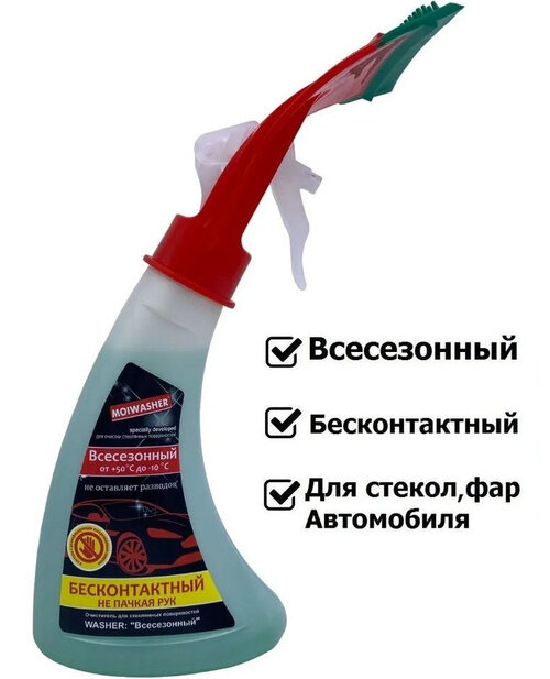 Очиститель стеклянных поверхностей с распылителем и водосгоном для фар, зеркал, стекол