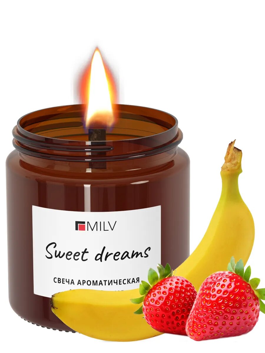 MILV Свеча ароматическая с деревянным фитилём "SWEET DREAMS" 100 мл, до 20 час