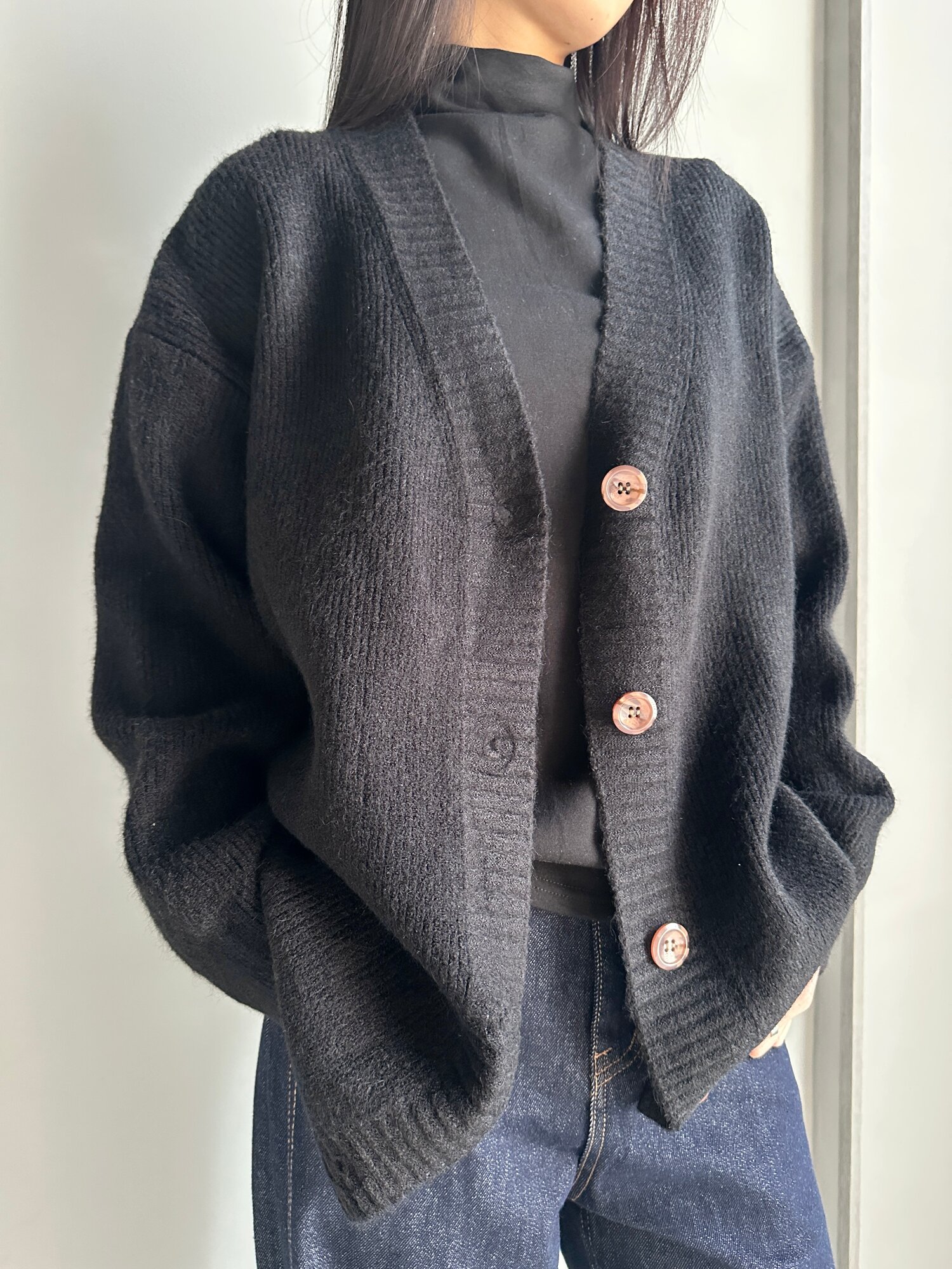 Кардиган INK Черный, молочный, бежевый, размер Std, черный — фото 1