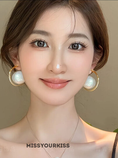 Серьги , белый/бежевый — фото 1