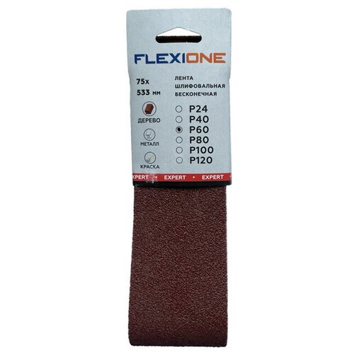 Лента шлифовальная FLEXIONE Expert 75х533мм P60 3шт лента шлифовальная 75х457мм p60 10шт креост 5008457 60