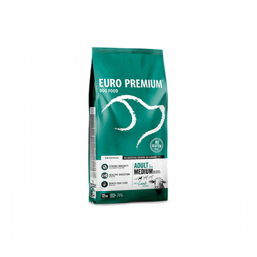 Сухой корм Euro-Premium для взрослых собак средних пород (ягненок/рис), 12 кг