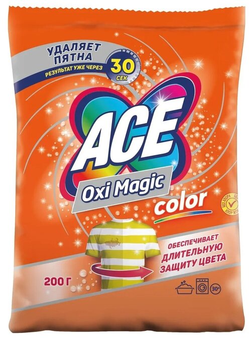 Пятновыводитель Ace Oxi Magic, 200 мл, 200 г, для белых и светлых тканей, для замачивания