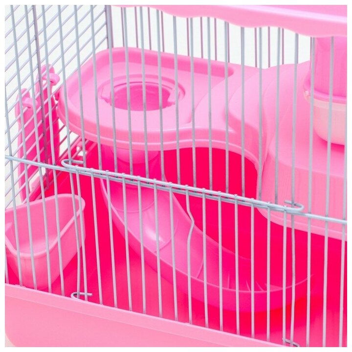 Пижон Клетка для грызунов "Пижон", 27 х 21 х 27 см, розовая - фотография № 7