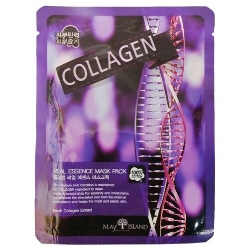 MAY ISLAND тканевая маска Real Essence Collagen с коллагеном, 25 г, 25 мл
