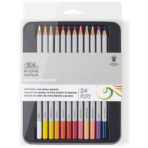 Winsor &Newton Набор профессиональных цветных карандашей 24цв, в металле