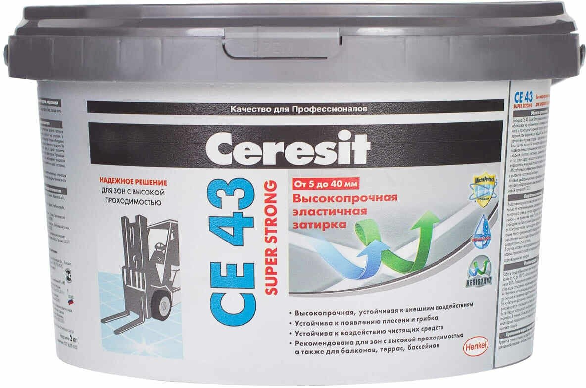 Затирка Ceresit CE 43 Super Strong 02 дымчато-белый 2кг