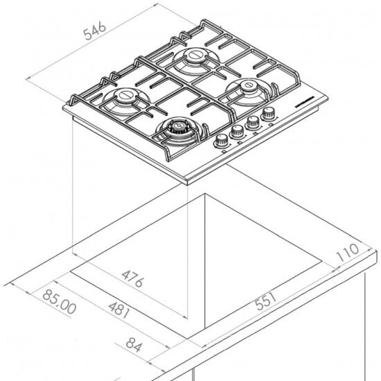 Варочная панель встраиваемая газовая KUPPERSBERG FQ 62 B - фотография № 4