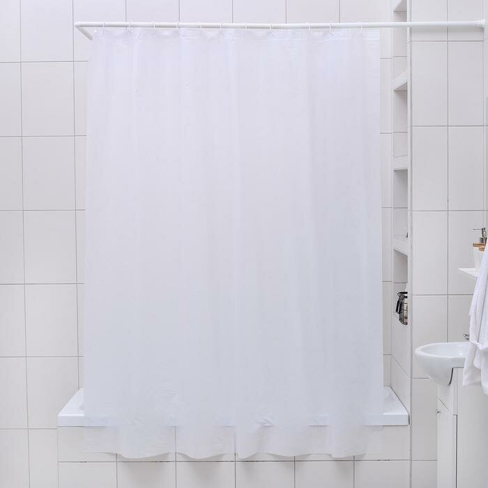 Штора для ванной комнаты КНР "Экономь", 180х180 см, PEVA, цвет белый (4563114)