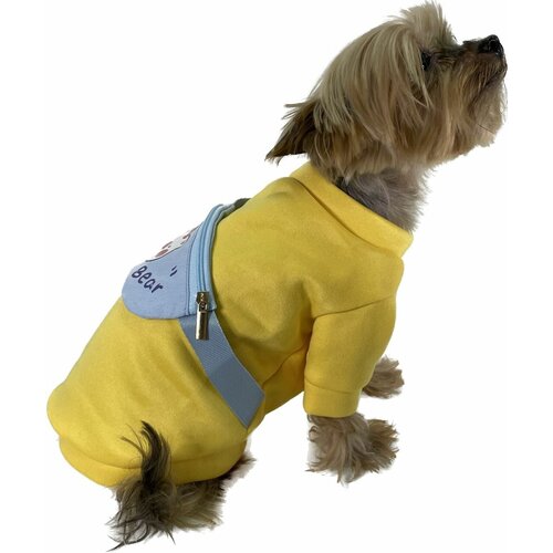 Одежда для собак теплый плюшевый свитер желтый с сумкой - M