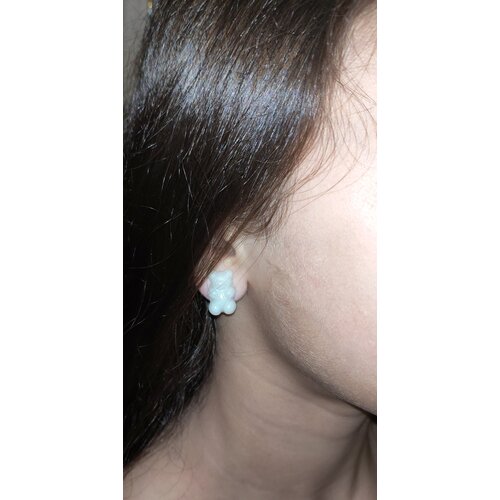 Серьги клипсы , эпоксидная смола, размер 17 мм, белый