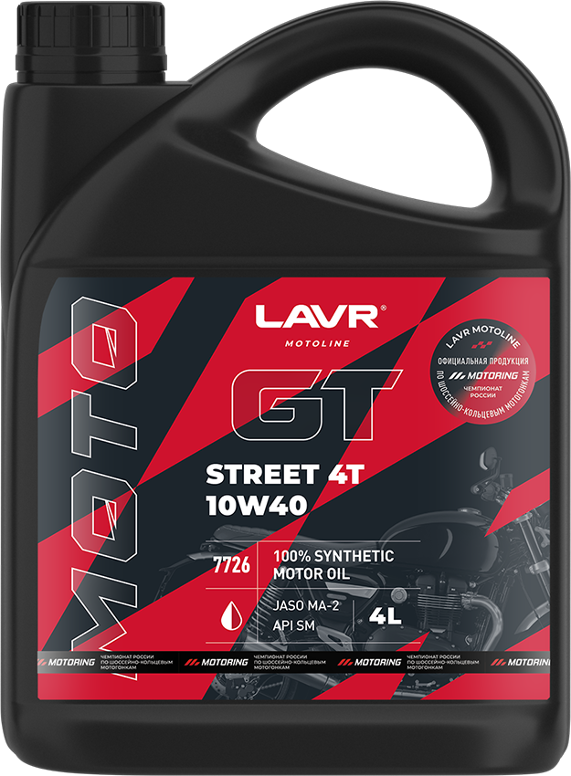 Моторное масло LAVR MOTO GT STREET 4T 10W-40 API SM 4л (Ln7726)