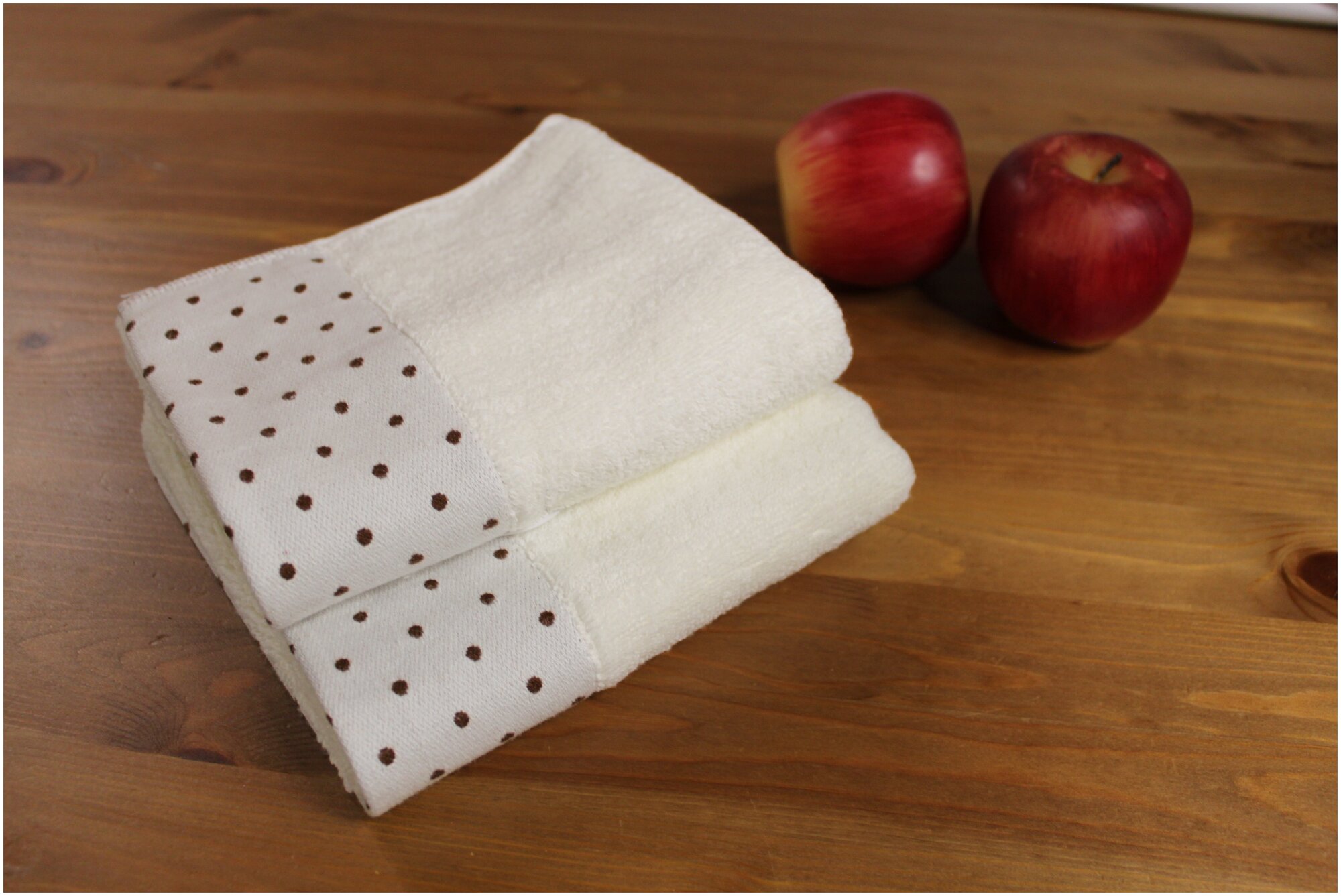 Кухонные полотенца махровые "Горох" 35х75 см (2 шт), цвет белый - фотография № 7