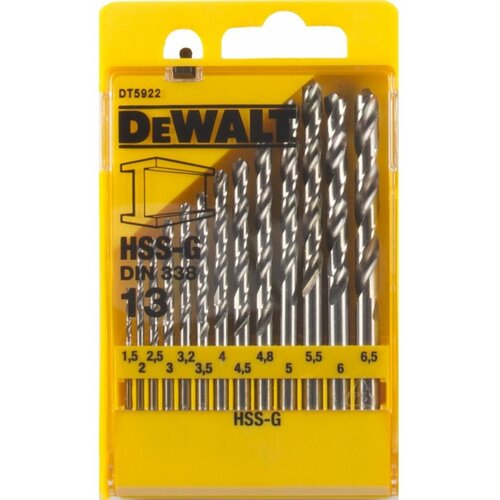 Набор сверл DeWalt 13шт HSS-G металл (1,5-6,5) DT5922