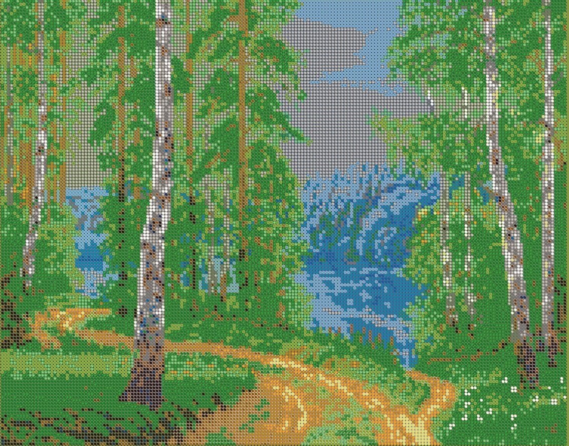 фото Алмазная мозаика картина Березовая роща 43,5*55см