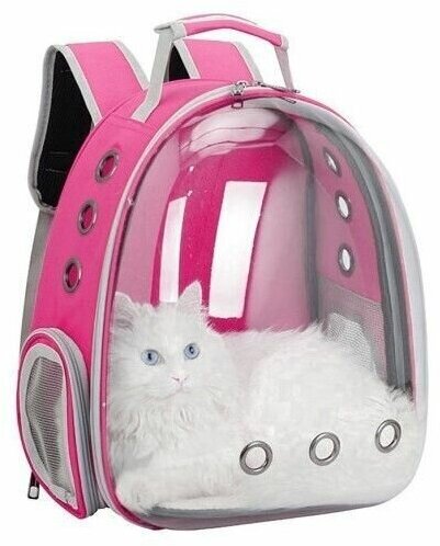 Рюкзак переноска для собак и кошек с иллюминатором / Ранец для животных с панорамным видом Morento розовый - фотография № 11