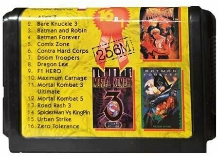 Bare Knucle 3, Contra, Mortal Kombat 3 Ultimate, Road Rush 3, Urban Strike и другие хиты на Sega (всего 16) - (без коробки)