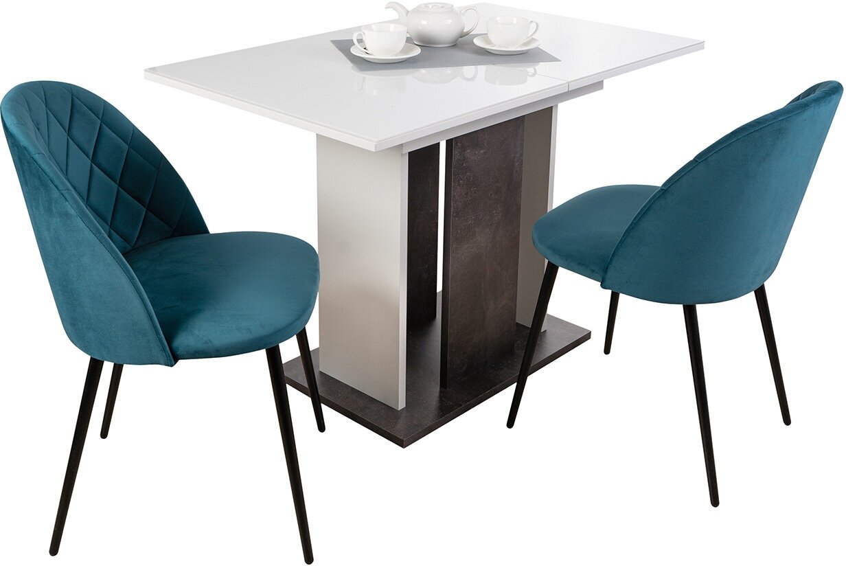 Кухонный стол раздвижной Hoff Кёльн, 110(145)х75х67,8 см, цвет белый, белый глянец, ателье тёмный, белый