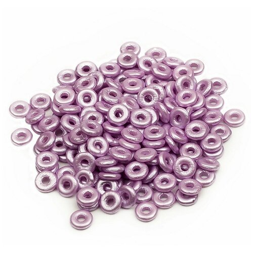 Бусины стеклянные O bead, размер 1,3х4 мм, диаметр отверстия 1,4 мм, цвет: Alabaster Pastel Light Rose, 5 грамм (около 165 шт).