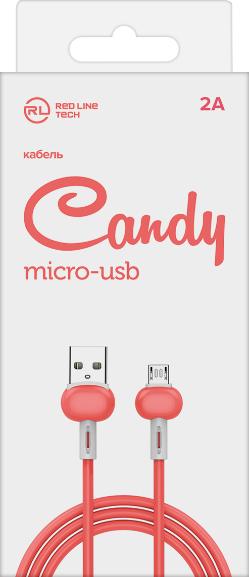 Кабель REDLINE Candy, micro USB B (m), USB A (m), 1м, красный [ут000021984] - фото №5