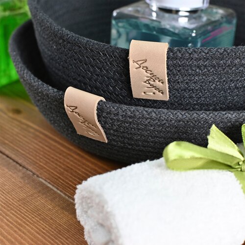 Набор корзинок из хлопкового шнура и кожи, повышенной жесткости. Размеры 5х23см и 8х20см. Производство Досугивуги. Цвет Антрацит