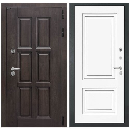 Входная уличная дверь для дома с терморазрывом LONDON с внутренней белой панелью 26 эмаль RAL 9003, размер по коробке 880х2050, левая входная металлическая дверь лекс гладиатор 3к винорит голден патина черная 33