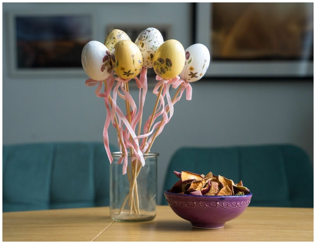Kaemingk, Пасхальные украшения - яйца на палочках вальс цветов, 6 см (упаковка 6 шт.) 802998