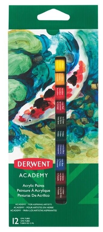 Derwent Краски акриловые Academy (2302401), 12 цв., разноцветный