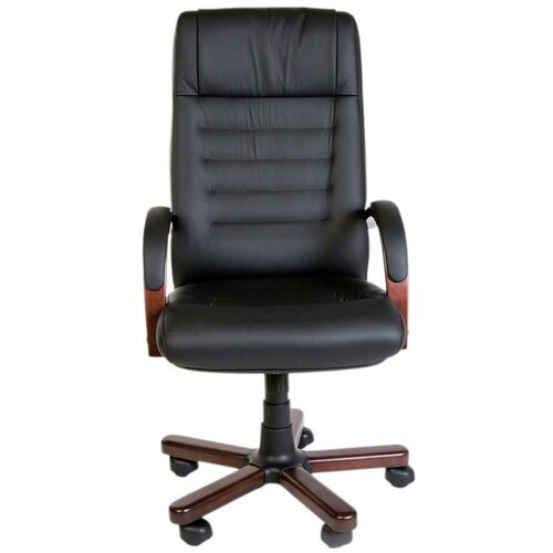Компьютерное кресло Pointex Myra A для руководителя, обивка: натуральная кожа, цвет: черный/темный орех